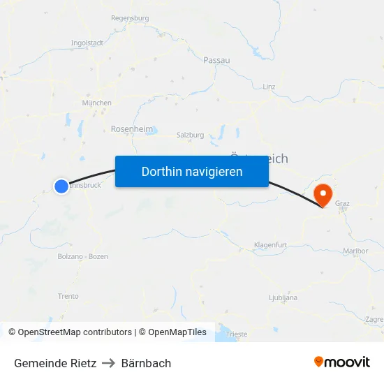 Gemeinde Rietz to Bärnbach map