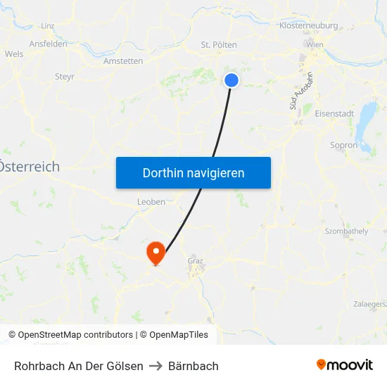 Rohrbach An Der Gölsen to Bärnbach map
