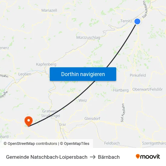 Gemeinde Natschbach-Loipersbach to Bärnbach map