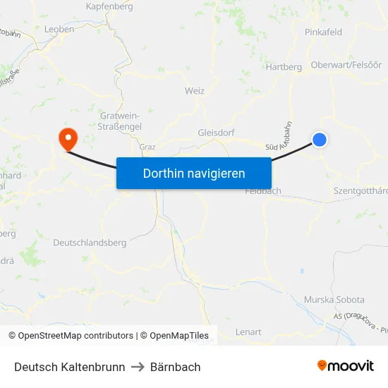 Deutsch Kaltenbrunn to Bärnbach map