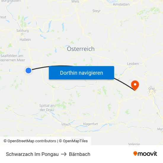 Schwarzach Im Pongau to Bärnbach map