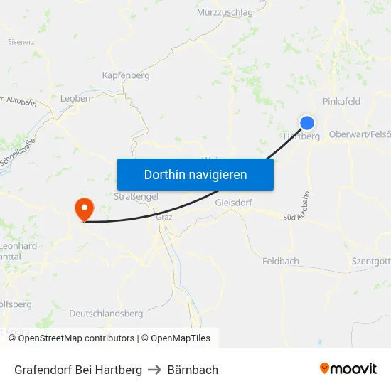 Grafendorf Bei Hartberg to Bärnbach map