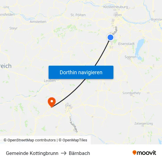 Gemeinde Kottingbrunn to Bärnbach map