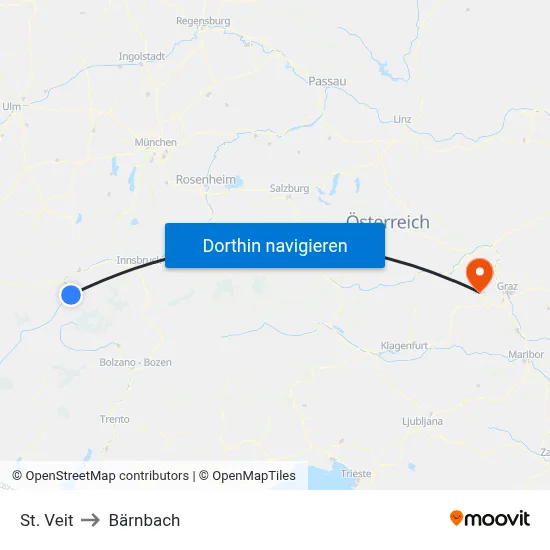 St. Veit to Bärnbach map