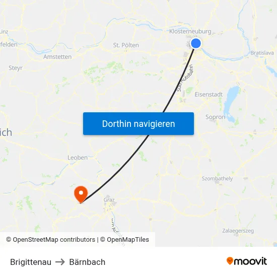 Brigittenau to Bärnbach map