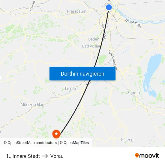 1., Innere Stadt to Vorau map