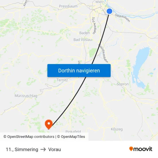 11., Simmering to Vorau map