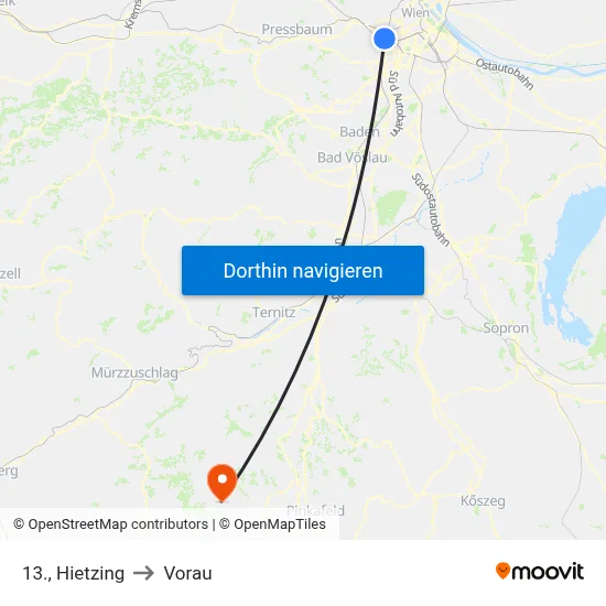 13., Hietzing to Vorau map