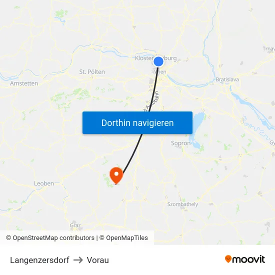 Langenzersdorf to Vorau map