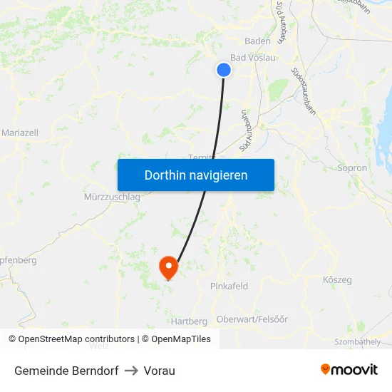Gemeinde Berndorf to Vorau map