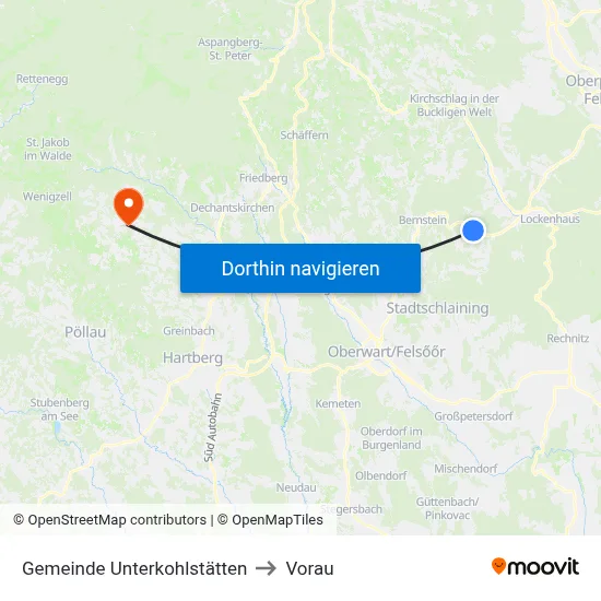 Gemeinde Unterkohlstätten to Vorau map