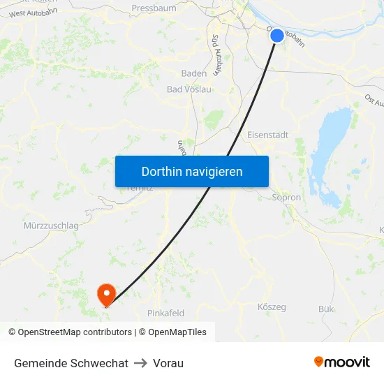 Gemeinde Schwechat to Vorau map