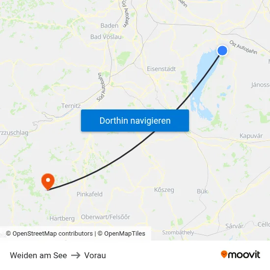 Weiden am See to Vorau map
