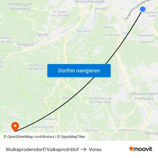 Wulkaprodersdorf/Vulkaprodrštof to Vorau map