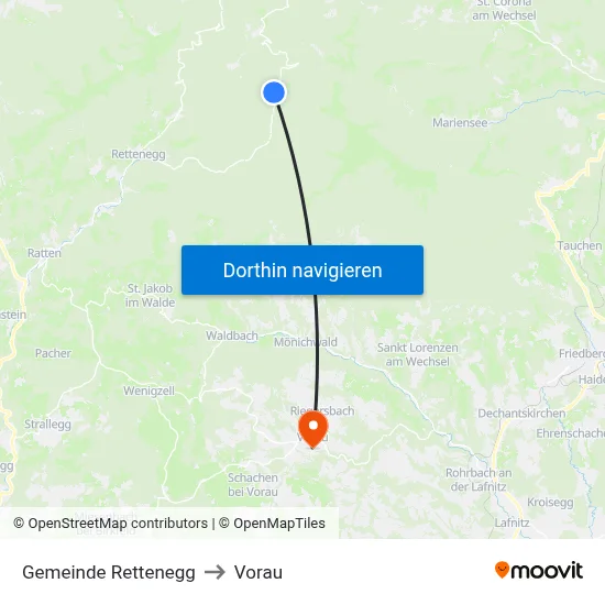 Gemeinde Rettenegg to Vorau map