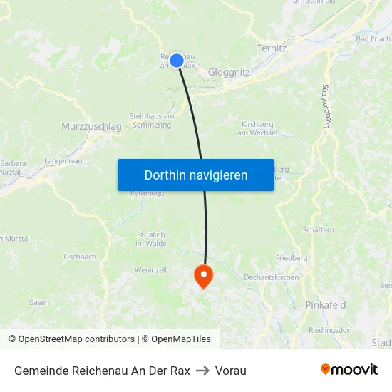 Gemeinde Reichenau An Der Rax to Vorau map