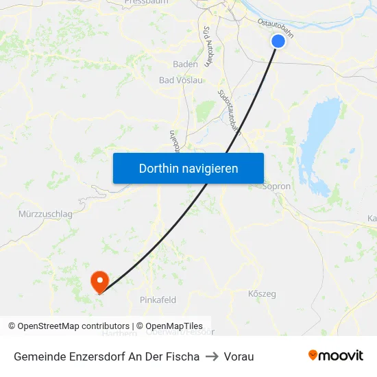 Gemeinde Enzersdorf An Der Fischa to Vorau map