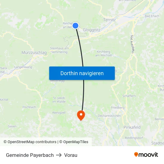 Gemeinde Payerbach to Vorau map