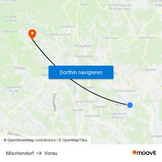 Mischendorf to Vorau map