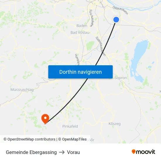 Gemeinde Ebergassing to Vorau map