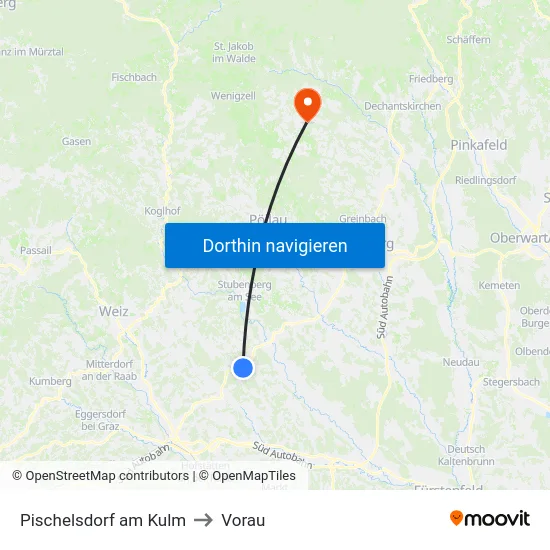 Pischelsdorf am Kulm to Vorau map