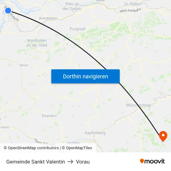 Gemeinde Sankt Valentin to Vorau map
