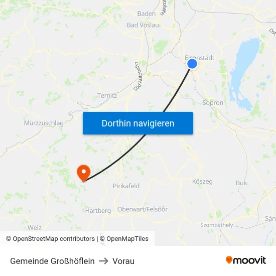 Gemeinde Großhöflein to Vorau map