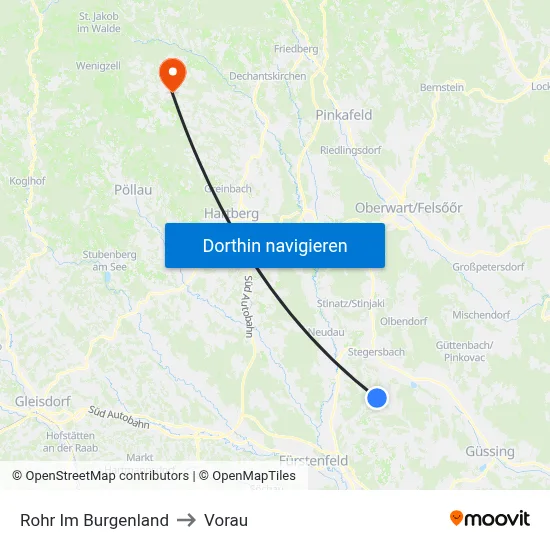 Rohr Im Burgenland to Vorau map