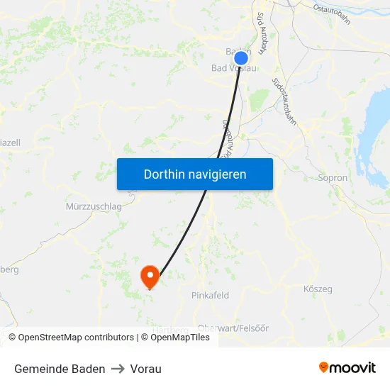 Gemeinde Baden to Vorau map