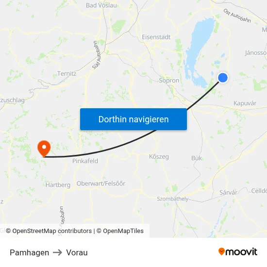 Pamhagen to Vorau map