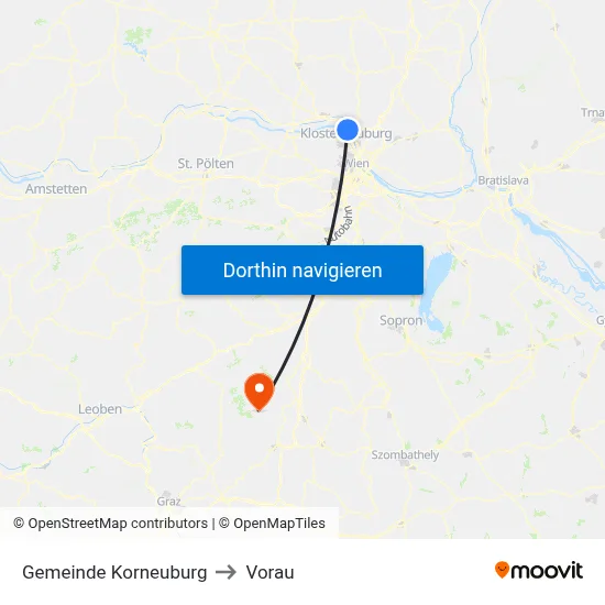 Gemeinde Korneuburg to Vorau map