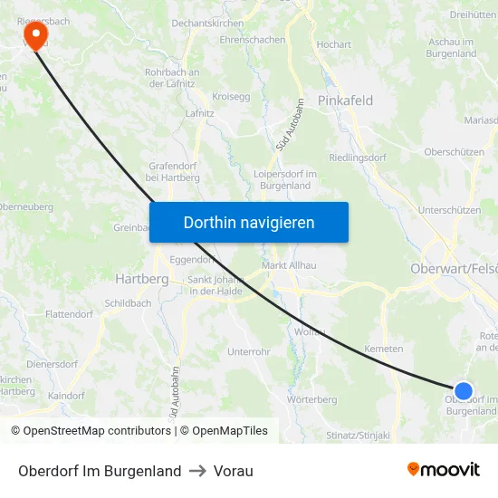 Oberdorf Im Burgenland to Vorau map