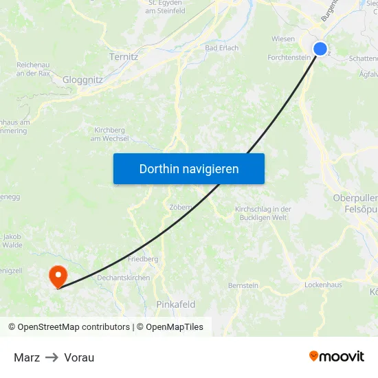 Marz to Vorau map