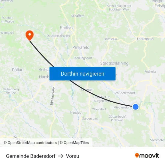 Gemeinde Badersdorf to Vorau map