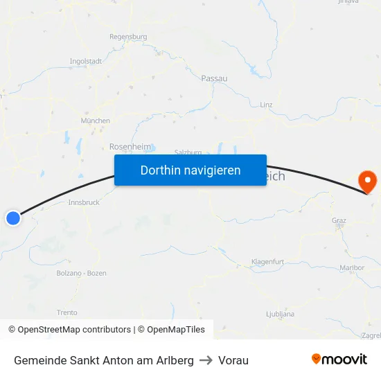 Gemeinde Sankt Anton am Arlberg to Vorau map