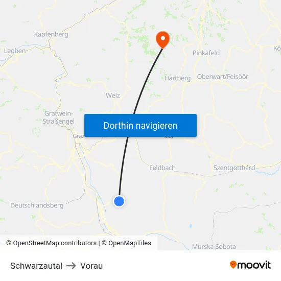Schwarzautal to Vorau map