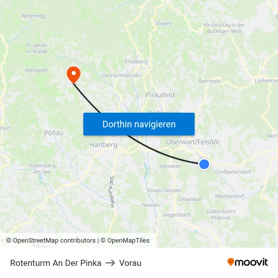 Rotenturm An Der Pinka to Vorau map