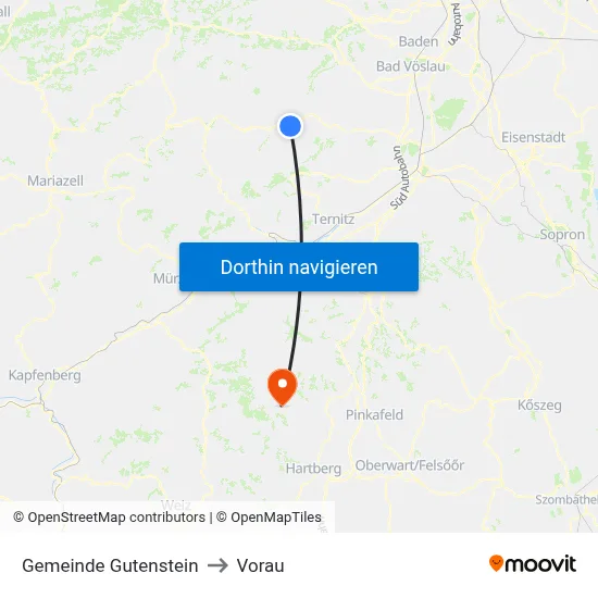 Gemeinde Gutenstein to Vorau map