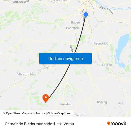 Gemeinde Biedermannsdorf to Vorau map