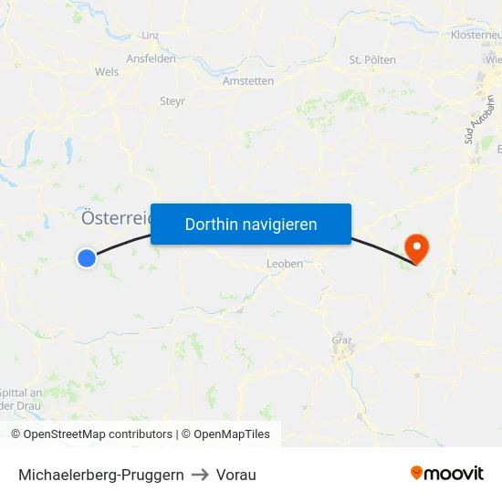 Michaelerberg-Pruggern to Vorau map