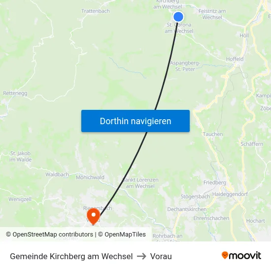 Gemeinde Kirchberg am Wechsel to Vorau map