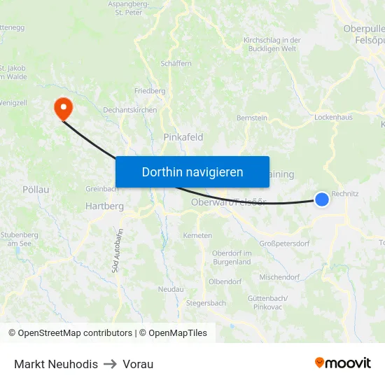 Markt Neuhodis to Vorau map