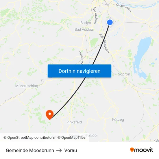 Gemeinde Moosbrunn to Vorau map