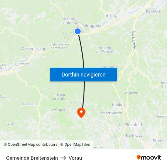 Gemeinde Breitenstein to Vorau map