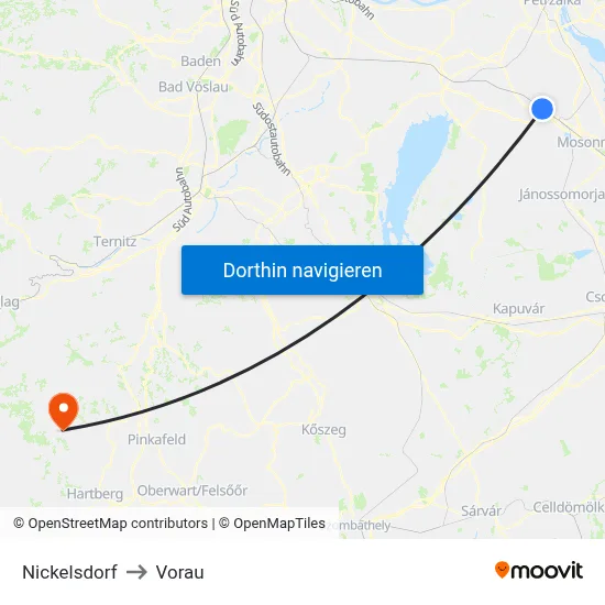 Nickelsdorf to Vorau map