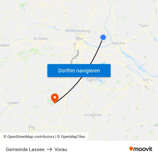 Gemeinde Lassee to Vorau map