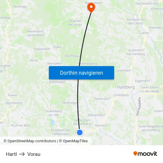Hartl to Vorau map