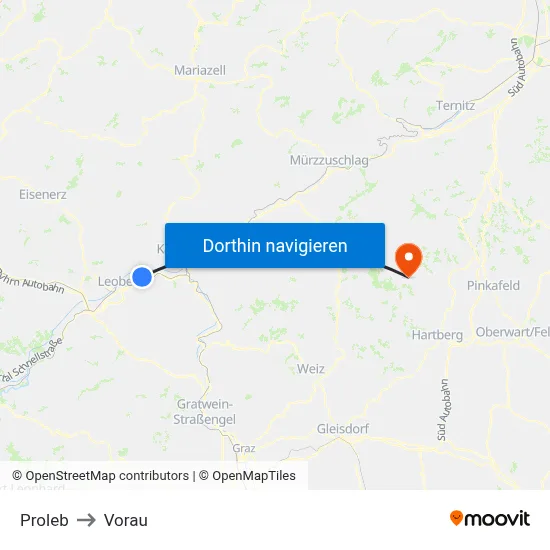 Proleb to Vorau map