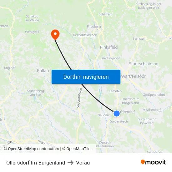 Ollersdorf Im Burgenland to Vorau map
