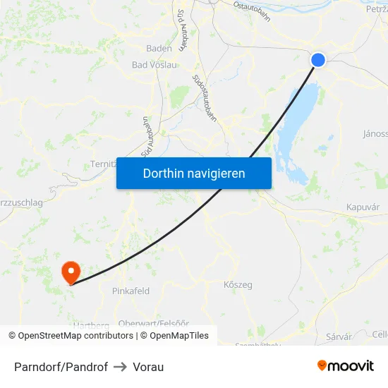 Parndorf/Pandrof to Vorau map